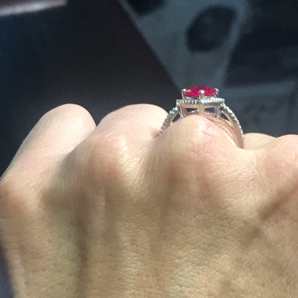 Ruby Cushion Cut Sterling Silver Ring - image 5